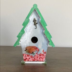 Hand-Painted Decorative Birdhouse with Floral Detail